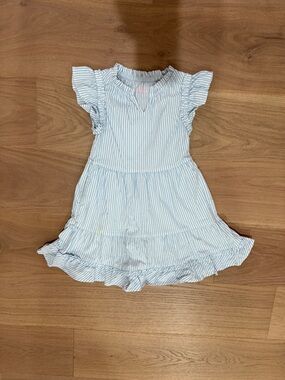 Vineyard Vines Blue & White Striped Ruffle Tier Dress Performance